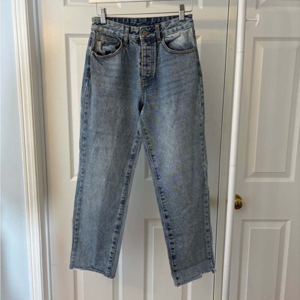 Brandy Melville J Galt High Rise Cropped Blue Jeans Size Small Cotton